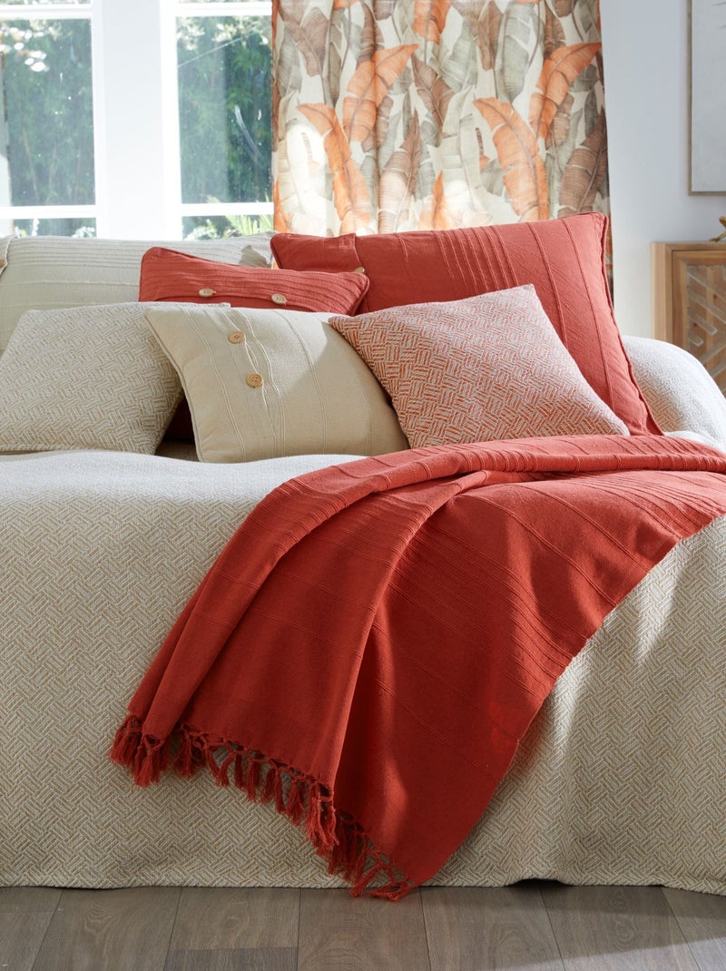 Becquet - Jeté de canapé ORION en coton Rouge brique - Kiabi