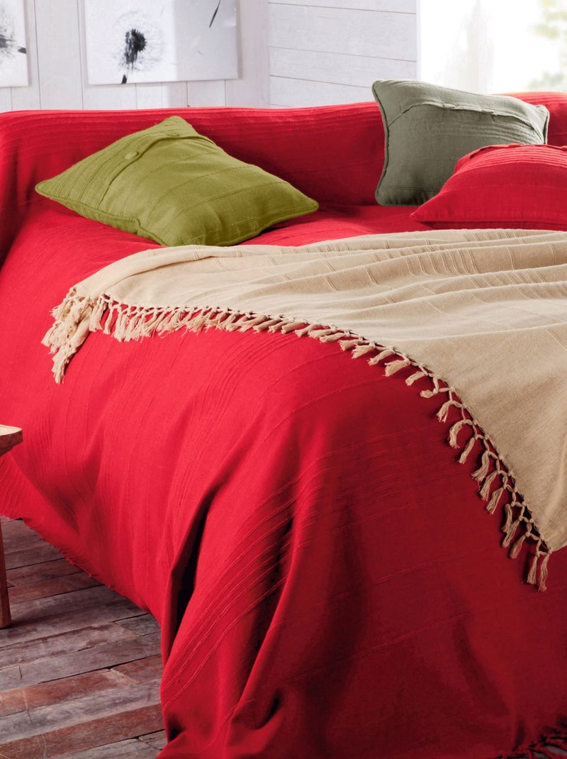 Becquet - Jeté de canapé ORION en coton Rouge - Kiabi