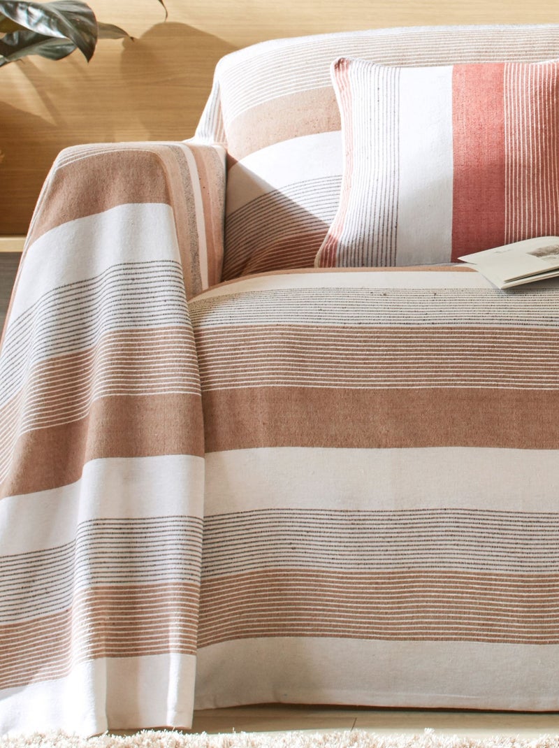 Becquet - Jeté de canapé TREPORT en coton Beige - Kiabi