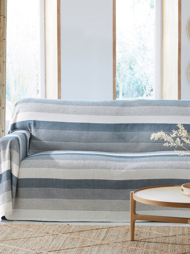 Becquet - Jeté de canapé TREPORT en coton Indigo - Kiabi