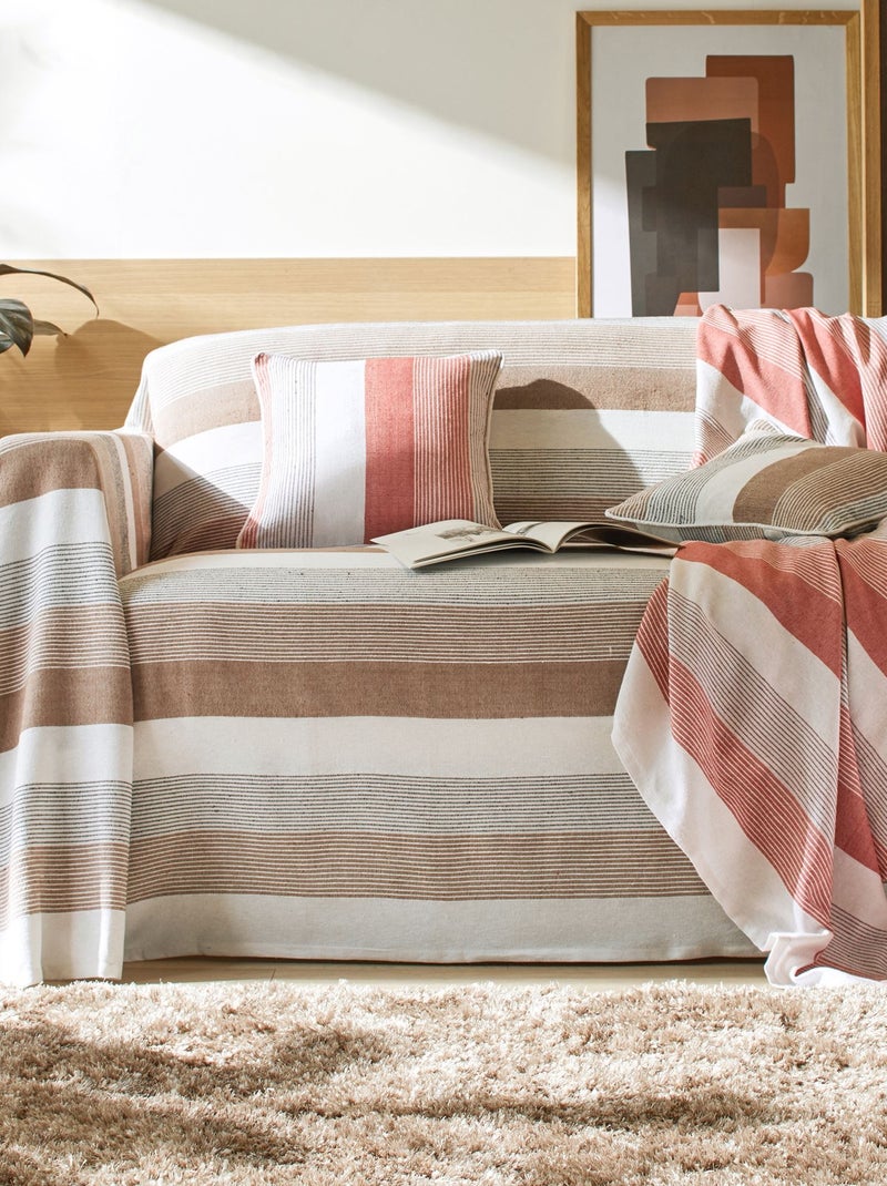 Becquet - Jeté de canapé TREPORT en coton Marron chocolat - Kiabi