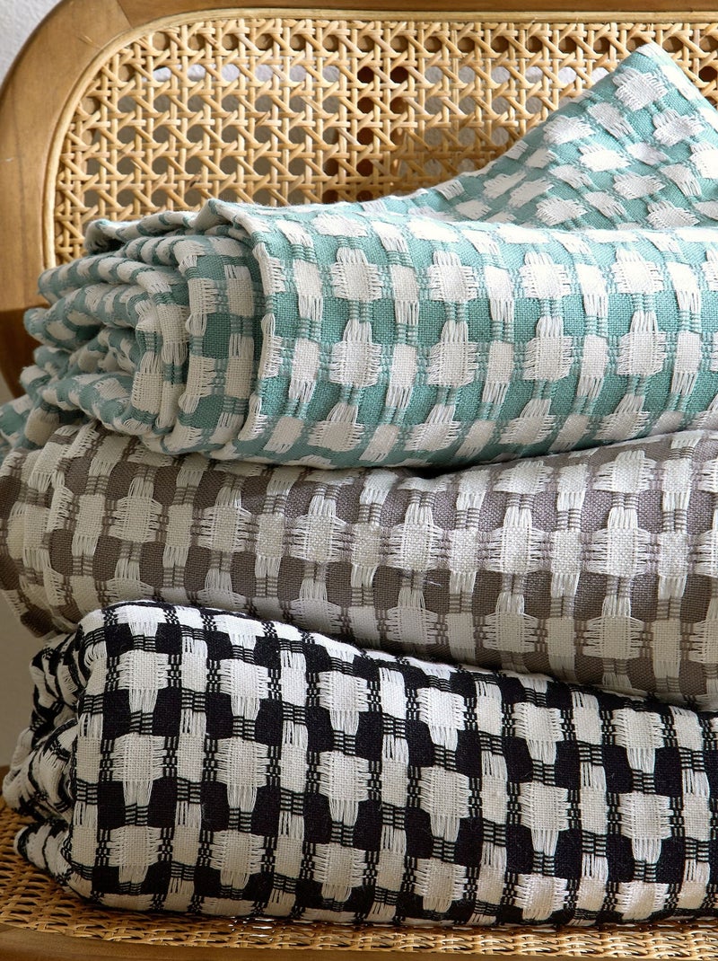 Becquet - Jeté de fauteuil MORGANS en coton Bleu turquoise - Kiabi