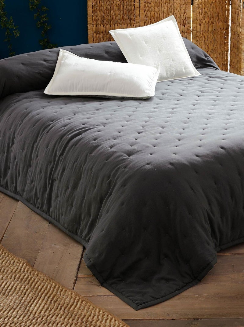 Becquet - Jeté de lit CELESTE en polyester gris anthracite - Kiabi