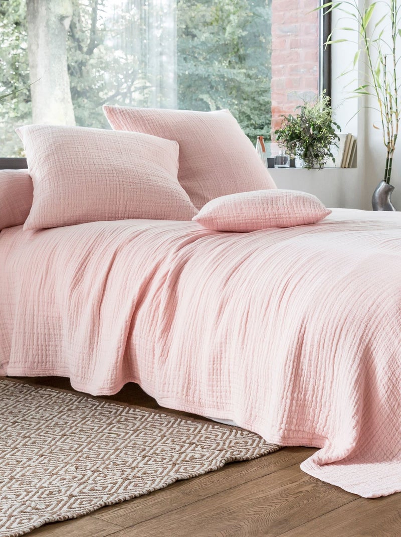 Becquet - Jeté de lit WELLS en coton Rose pâle - Kiabi