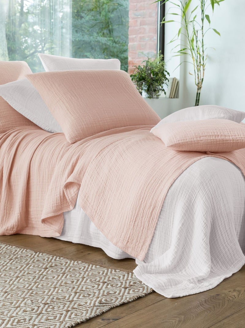 Becquet - Jeté de lit WELLS en coton Rose pâle - Kiabi