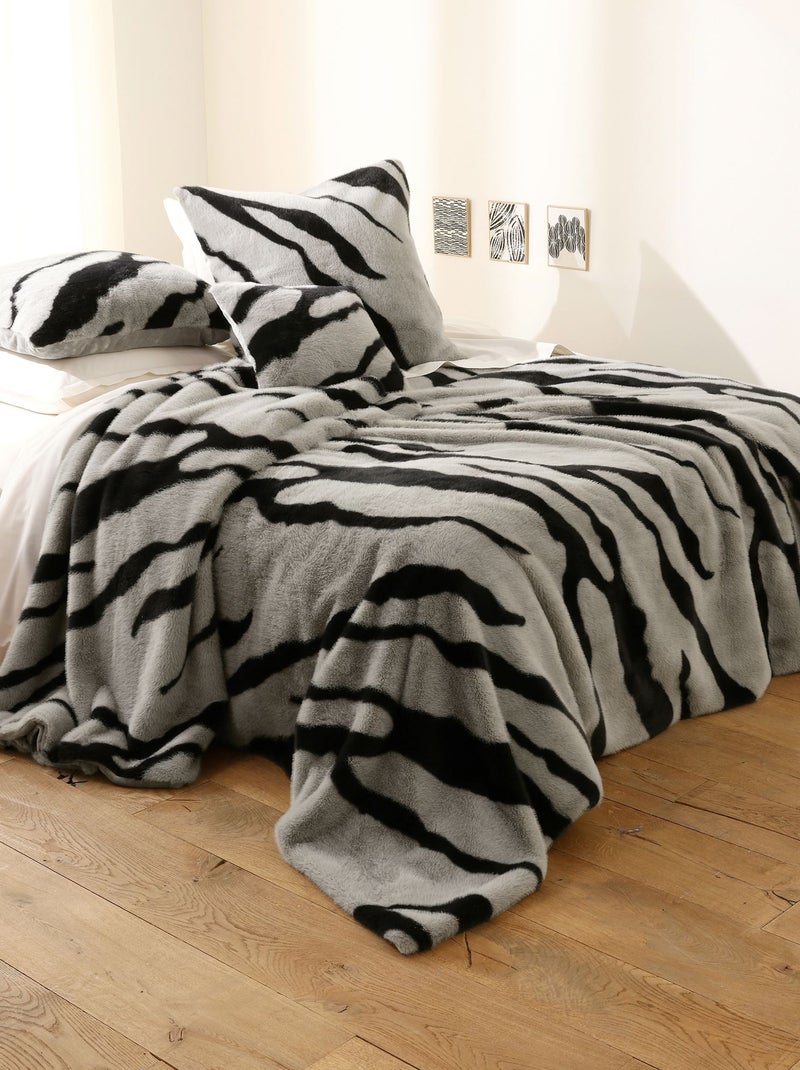 Becquet - Jeté de lit ZEBRU en polyester Noir - Kiabi