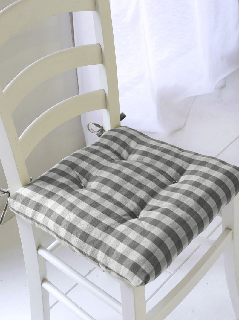 Becquet - Lot de 2 galette VICHY en coton Gris Argenté - Kiabi