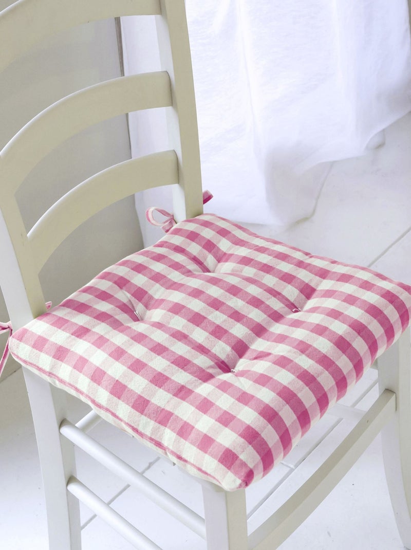 Becquet - Lot de 2 galette VICHY en coton Rose bonbon - Kiabi