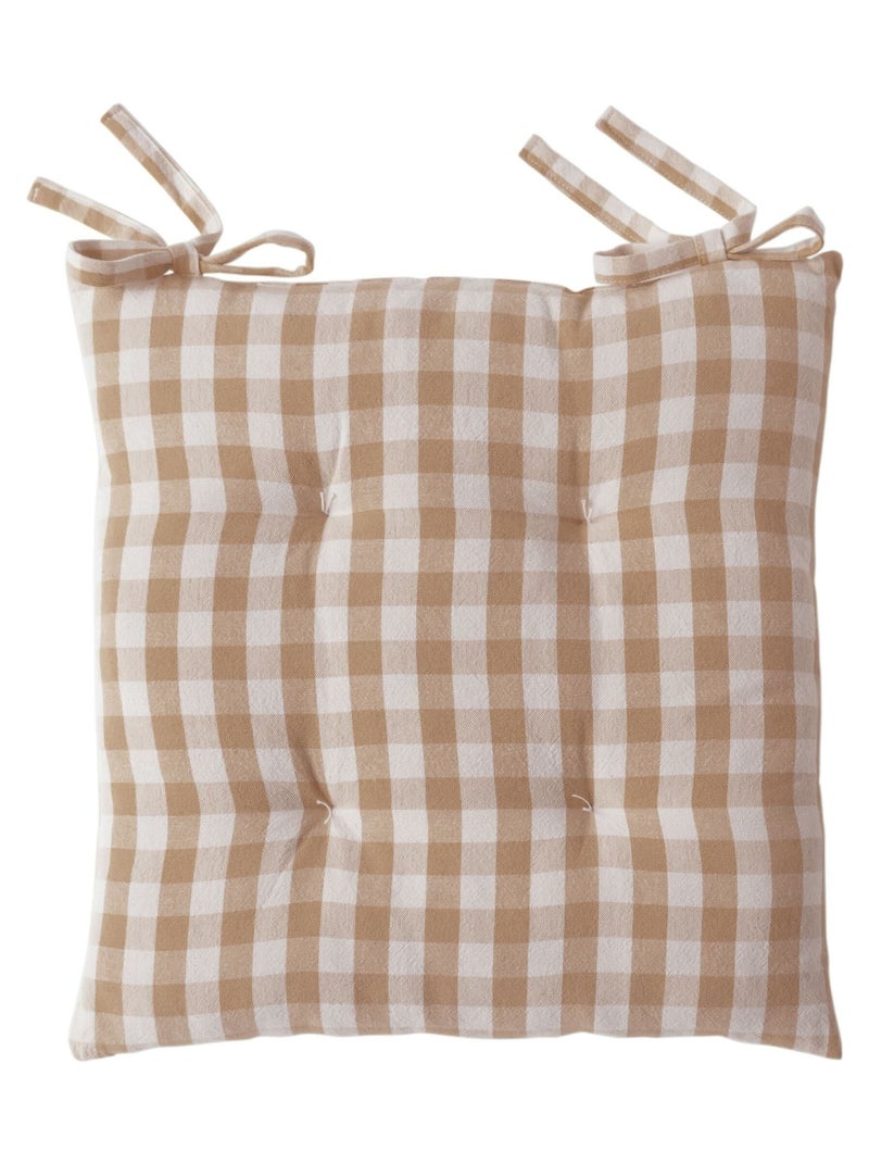 Becquet - Lot de 2 galette VICHY en coton Taupe - Kiabi