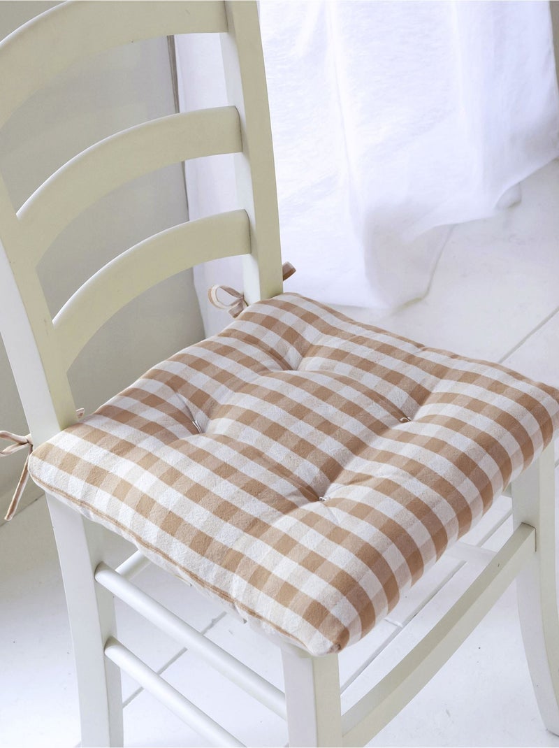 Becquet - Lot de 2 galette VICHY en coton Taupe - Kiabi