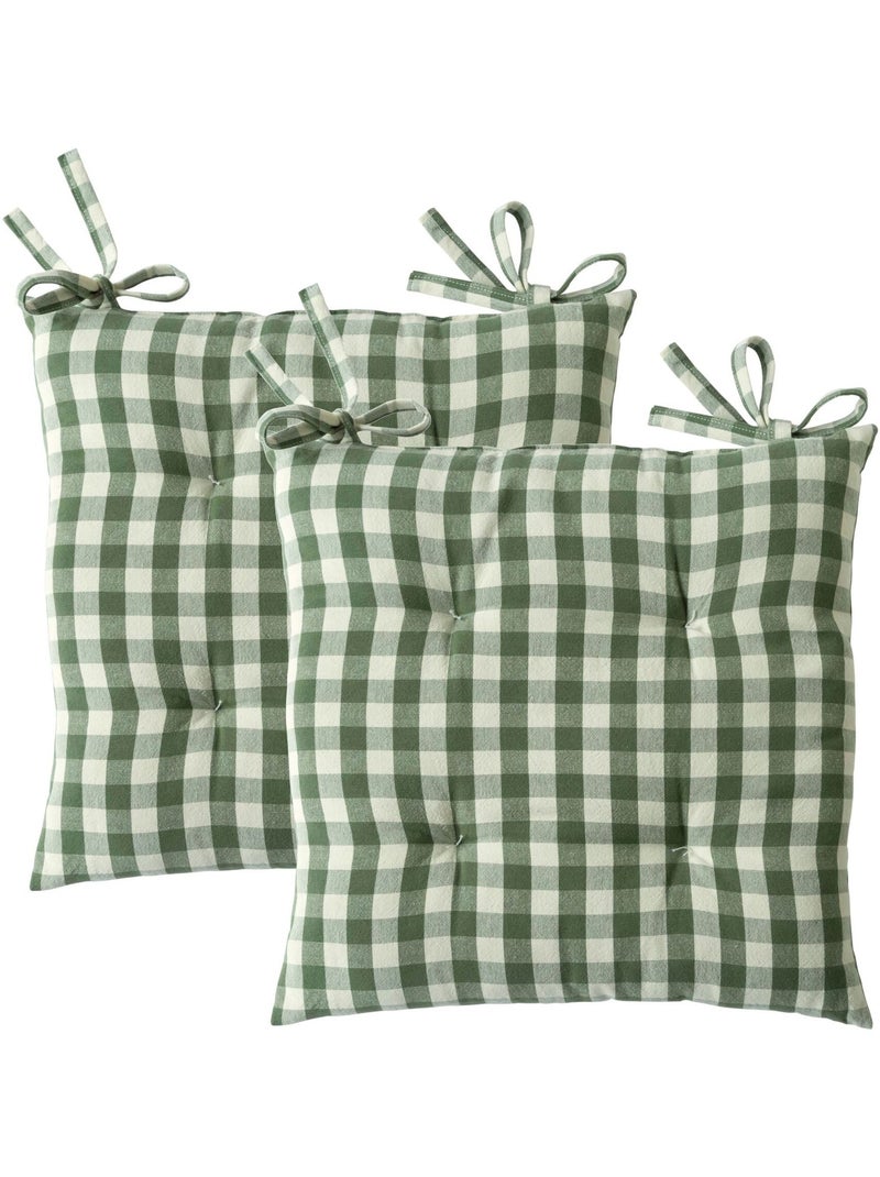 Becquet - Lot de 2 galette VICHY en coton Vert foncé - Kiabi