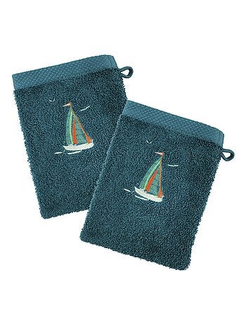 Becquet - Lot de 2 gant de toilette BATEAUX en coton
