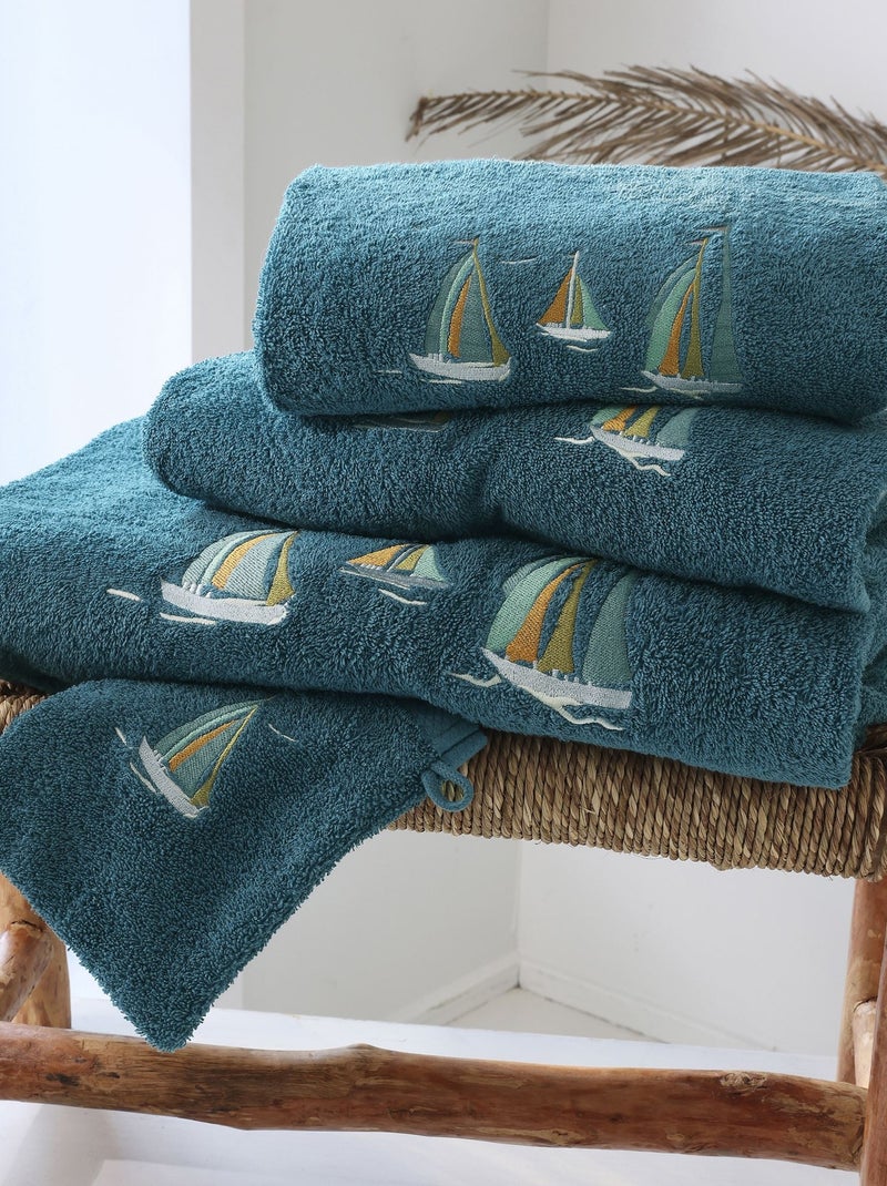 Becquet - Lot de 2 gant de toilette BATEAUX en coton Bleu - Kiabi