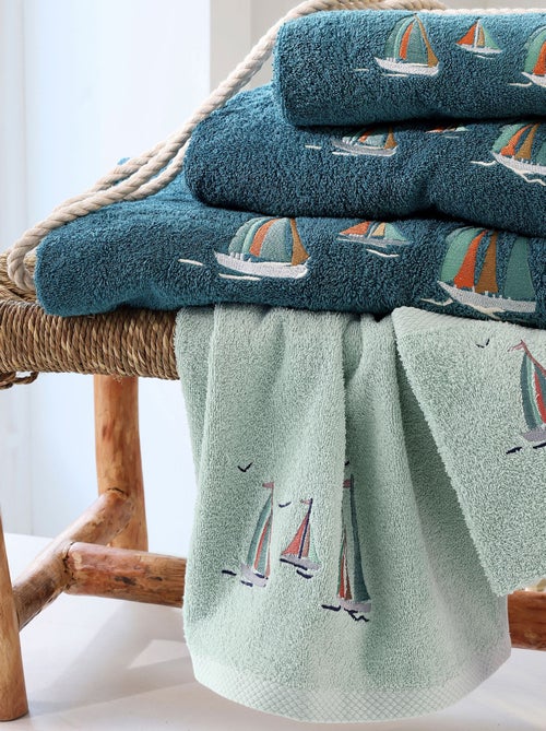 Becquet - Lot de 2 gant de toilette BATEAUX en coton - Kiabi