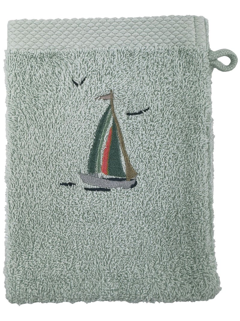 Becquet - Lot de 2 gant de toilette BATEAUX en coton Vert d'eau - Kiabi