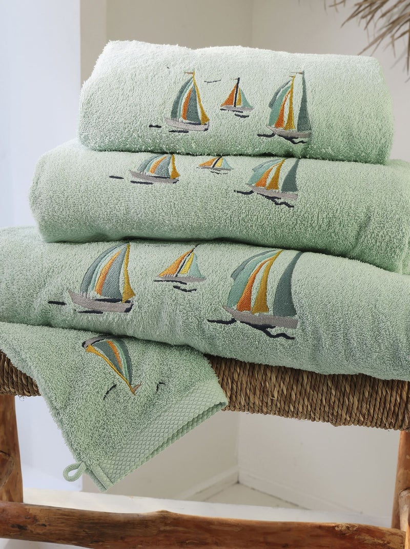 Becquet - Lot de 2 gant de toilette BATEAUX en coton Vert d'eau - Kiabi