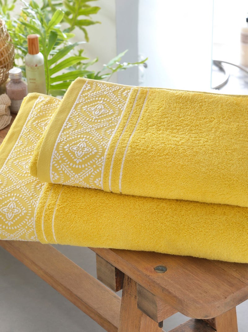 Becquet - Lot de 2 gant de toilette BYSANTINE en coton Jaune - Kiabi