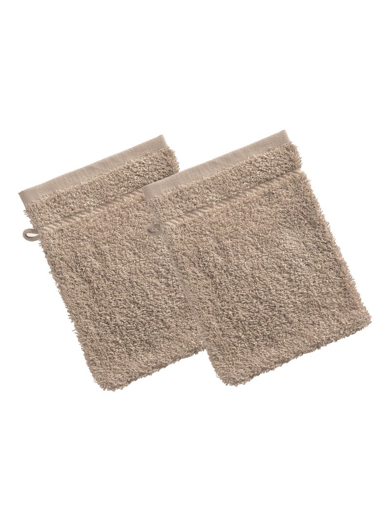 Becquet - Lot de 2 gant de toilette CLAIRE en coton Beige - Kiabi