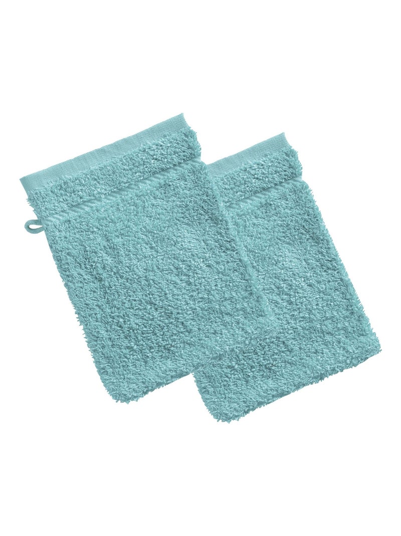 Becquet - Lot de 2 gant de toilette CLAIRE en coton Bleu turquoise - Kiabi