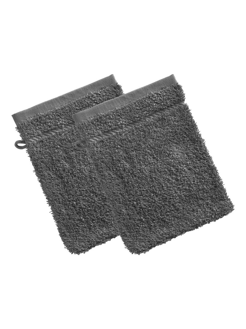 Becquet - Lot de 2 gant de toilette CLAIRE en coton Gris foncé - Kiabi