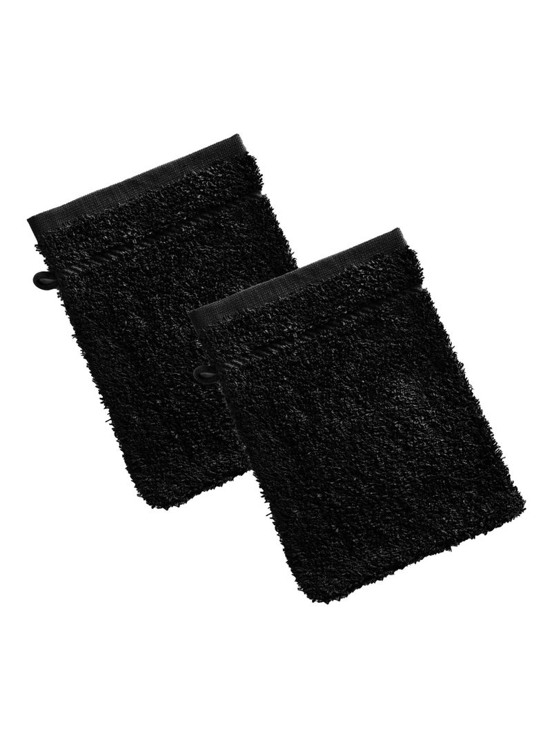 Becquet - Lot de 2 gant de toilette CLAIRE en coton Noir - Kiabi