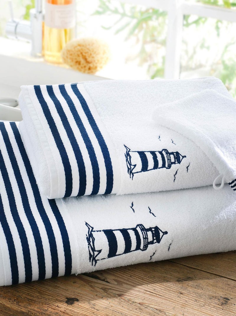 Becquet - Lot de 2 gant de toilette PHARE en coton Blanc - Kiabi