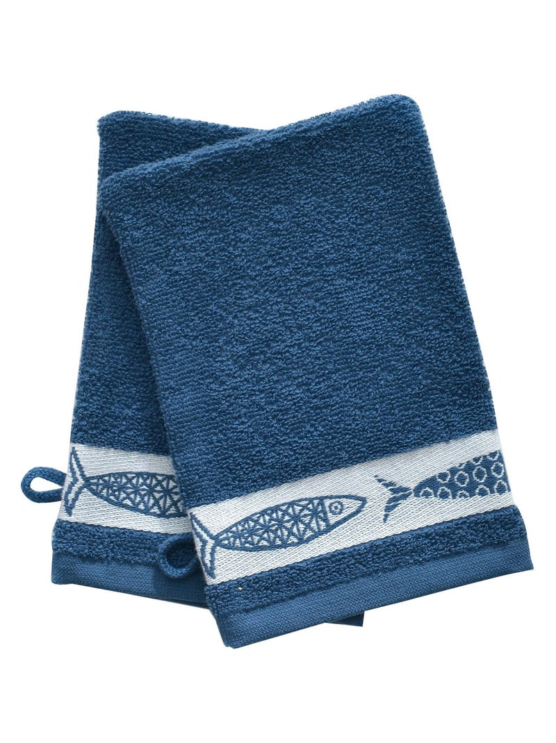 Becquet - Lot de 2 gant de toilette SARDINETTE en coton Bleu - Kiabi