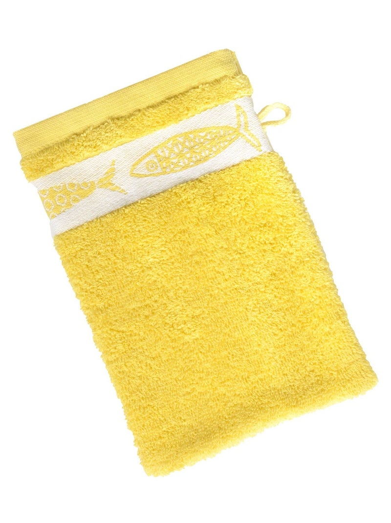 Becquet - Lot de 2 gant de toilette SARDINETTE en coton Jaune poussin - Kiabi