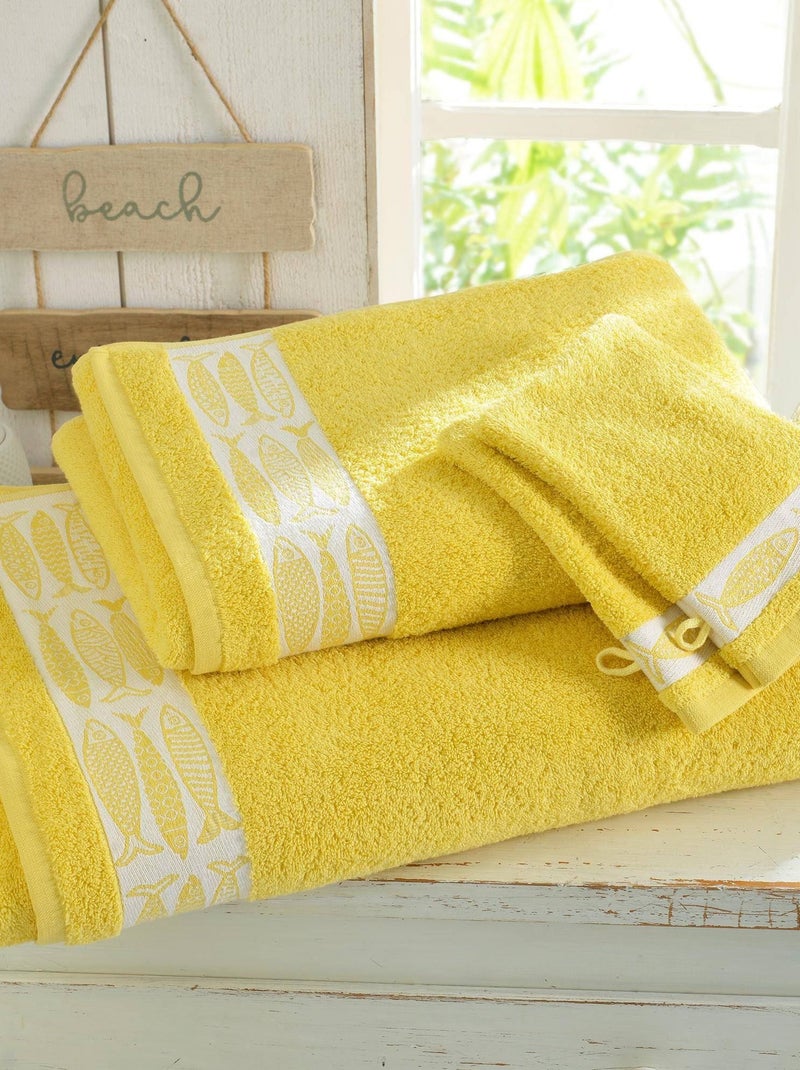 Becquet - Lot de 2 gant de toilette SARDINETTE en coton Jaune poussin - Kiabi