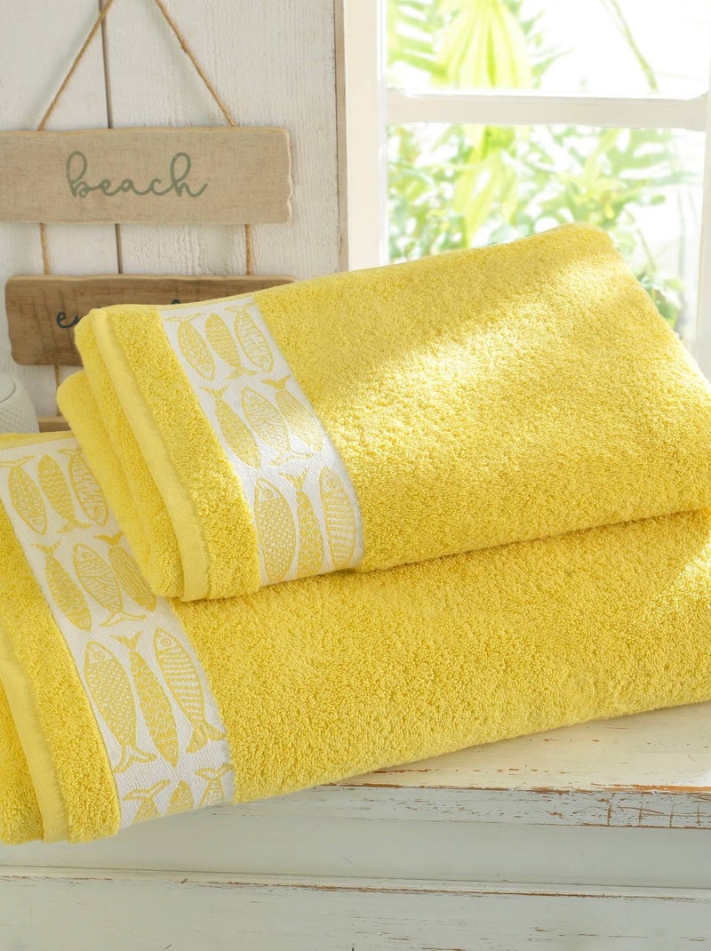 Becquet - Lot de 2 gant de toilette SARDINETTE en coton Jaune poussin - Kiabi