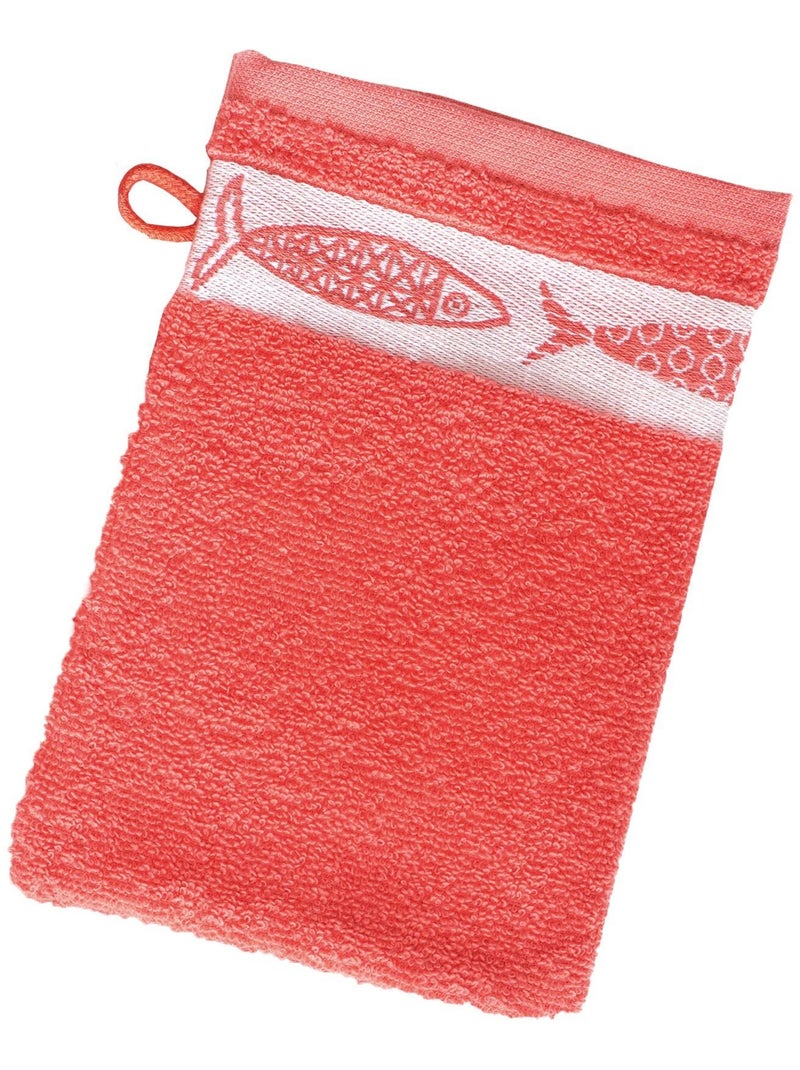 Becquet - Lot de 2 gant de toilette SARDINETTE en coton Orange corail - Kiabi