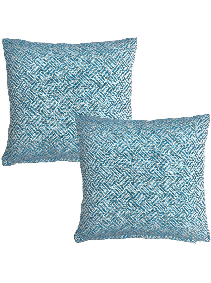Becquet - Lot de 2 housse de coussin ERIS en coton Bleu canard - Kiabi