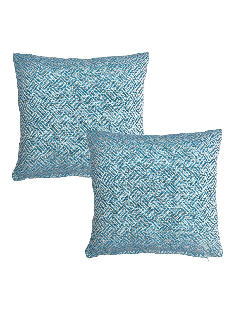 Becquet - Lot de 2 housse de coussin ERIS en coton Bleu canard - Kiabi