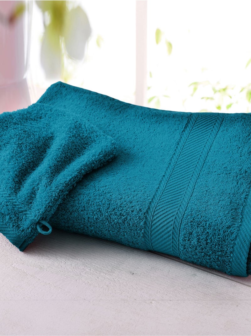 Becquet - Lot de 2 serviette de toilette CLAIRE en coton Bleu canard - Kiabi
