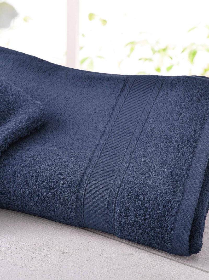 Becquet - Lot de 2 serviette de toilette CLAIRE en coton Bleu marine - Kiabi