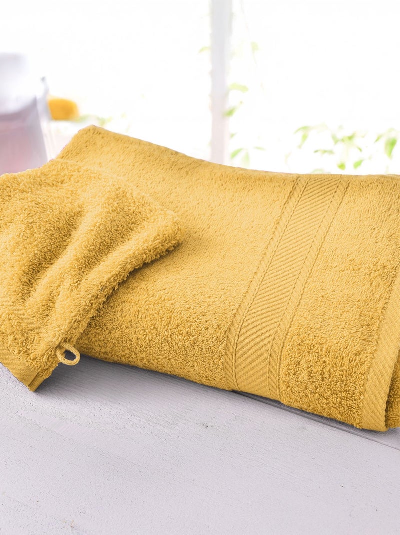 Becquet - Lot de 2 serviette de toilette CLAIRE en coton Jaune foncé - Kiabi
