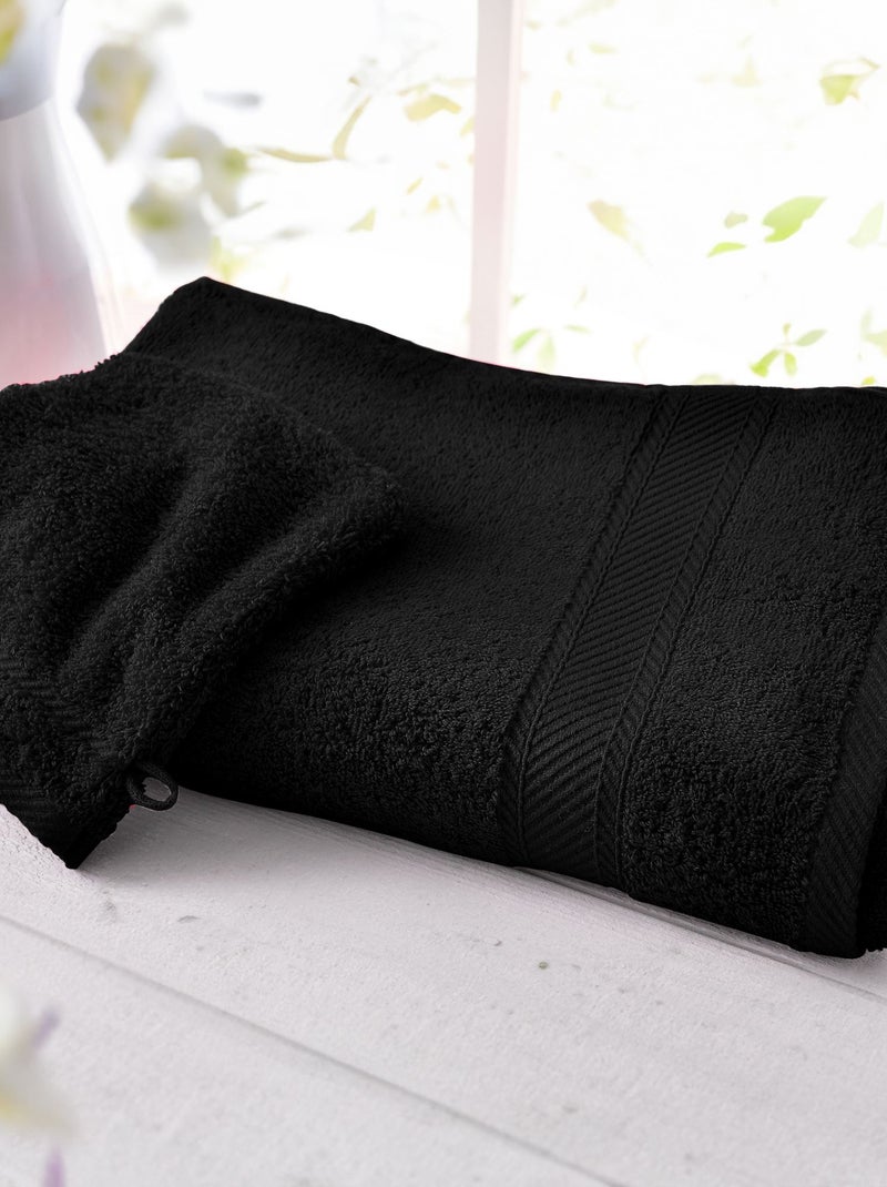 Becquet - Lot de 2 serviette de toilette CLAIRE en coton Noir - Kiabi