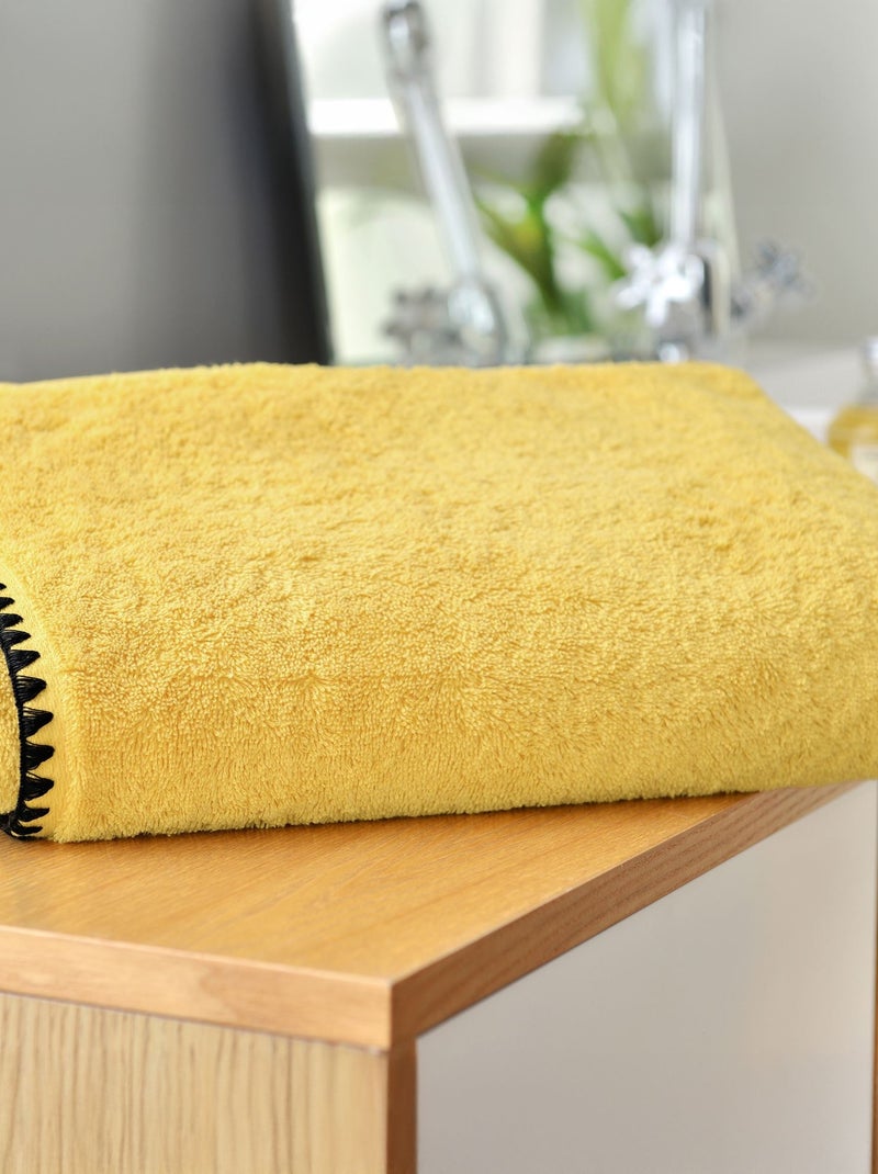 Becquet - Lot de 2 serviette invité JAZZY en coton Jaune paille - Kiabi
