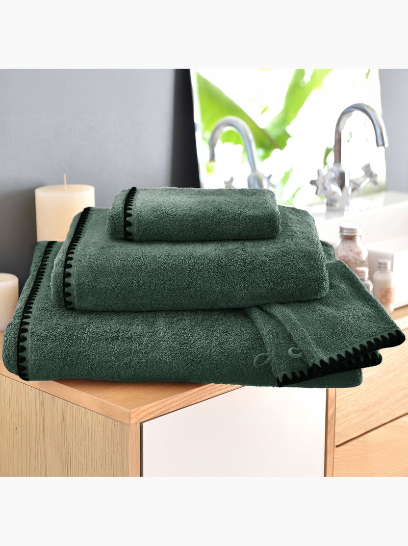 Becquet - Lot de 2 serviette invité JAZZY en coton Vert forêt - Kiabi