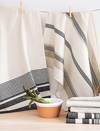 Becquet - Lot de 2 torchons LINEAIRE en lin