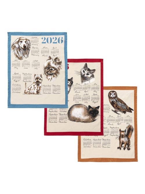 Becquet - Lot de 3 torchons CALENDRIER 2026 en coton - Kiabi