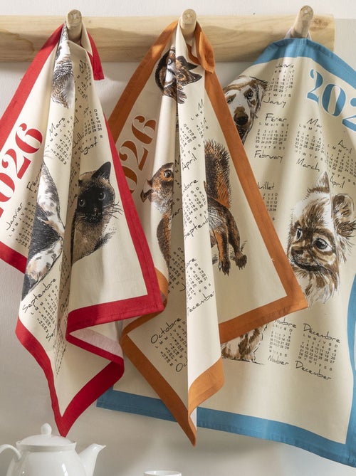 Becquet - Lot de 3 torchons CALENDRIER 2026 en coton - Kiabi