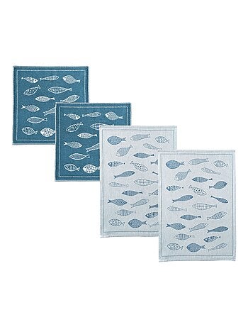 Becquet - Lot de 4 lot torchons + essuie-mains PISCIS en coton