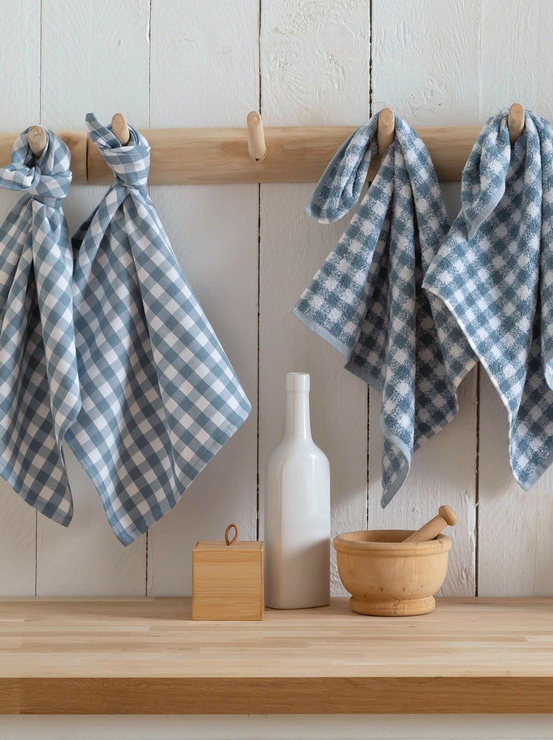 Becquet - Lot de 4 lot torchons + essuie-mains PURESQUARES en coton Bleu - Kiabi