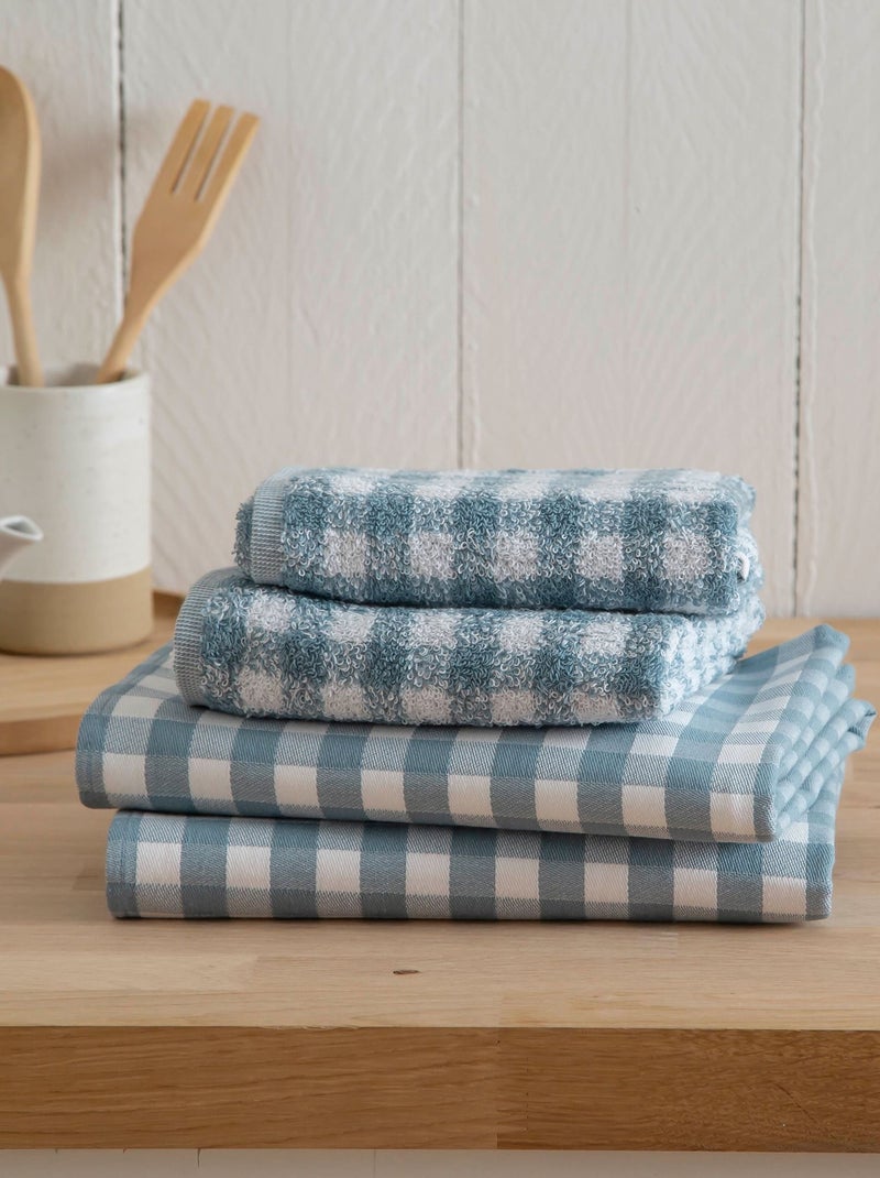 Becquet - Lot de 4 lot torchons + essuie-mains PURESQUARES en coton Bleu - Kiabi