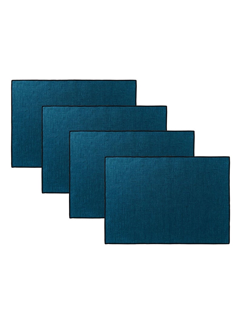 Becquet - Lot de 4 sets de table BORGO en lin Bleu denim - Kiabi