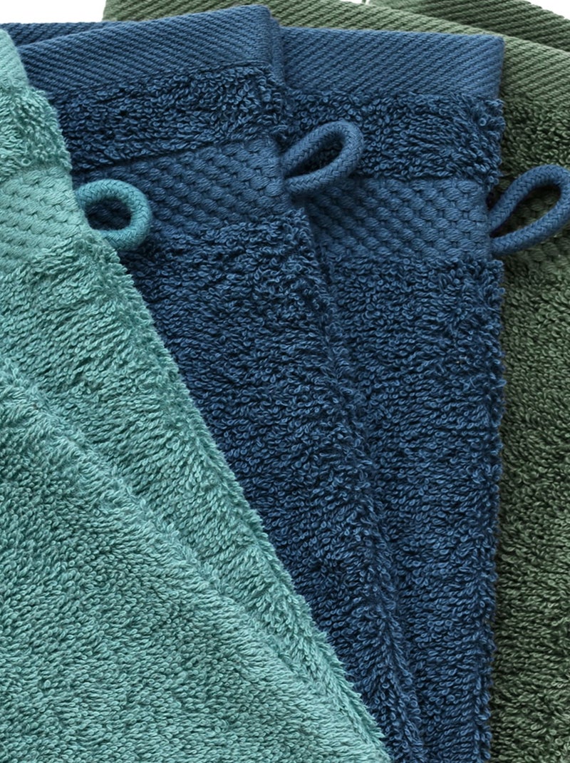 Becquet - Lot de 6 gant de toilette ATLANTIQUE en coton Bleu Vert - Kiabi