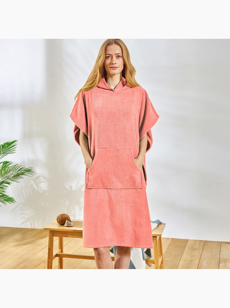 Becquet - Peignoir de bain PONCHO MIXTE ADULTE en coton Rose saumon - Kiabi