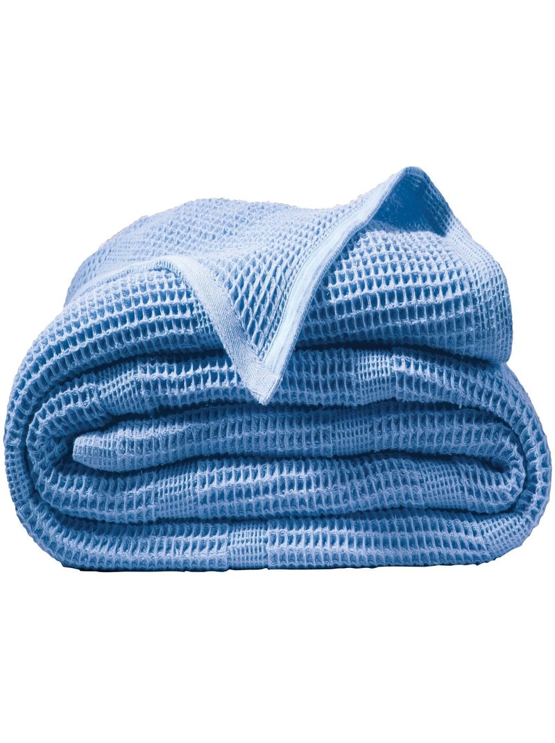 Becquet - Plaid COTON NID D'ABEILLE en coton Bleu azur - Kiabi