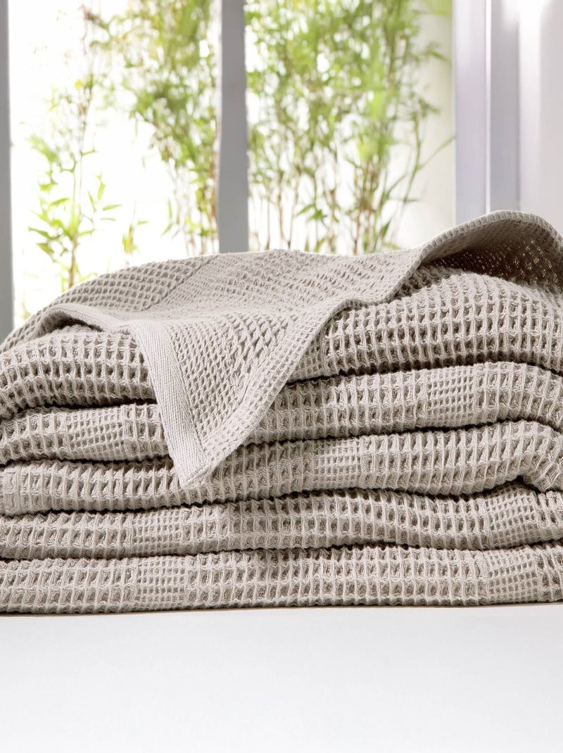 Becquet - Plaid COTON NID D'ABEILLE en coton Gris Argenté - Kiabi